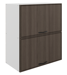 Кухонный шкаф Монако L800 Н720 (2 дв. гл.гориз.), белый/фундук матовый в Лабытнанги