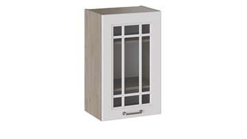 Кухонный шкаф Одри со стеклом В_72-45_1ДРс (Белый софт) в Салехарде - предосмотр