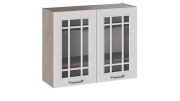 Навесной кухонный шкаф Одри со стеклом В_72-90_2ДРс (Белый софт) в Салехарде