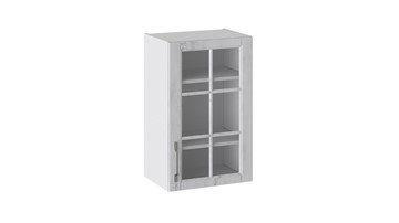 Кухонный навесной шкаф Прованс (Белый глянец/Санторини светлый) со стеклом В_72-45_1ДРс в Лабытнанги