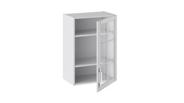 Навесной шкаф Прованс (Белый глянец/Санторини светлый) со стеклом В_72-50_1ДРс в Салехарде - предосмотр 1