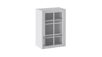 Навесной шкаф Прованс (Белый глянец/Санторини светлый) со стеклом В_72-50_1ДРс в Салехарде