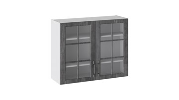 Шкаф настенный Прованс (Белый глянец/Санторини темный) со стеклом В_72-90_2ДРс в Надыме