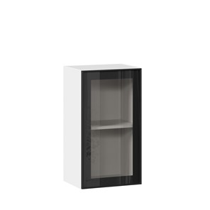 Шкаф на кухню со стеклом 400 Индиго ЛД 298.320.000.102, Белый/Чёрный в Новом Уренгое