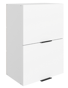 Шкаф на кухню Стоун L500 Н720 (2 дв. гл.гориз.) (белый/джелато софттач) в Лабытнанги