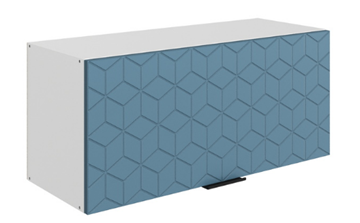 Навесной шкаф Стоун L800 Н360 (1 дв. гл.) с фрезировкой (белый/изумруд софттач) в Лабытнанги