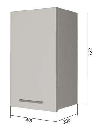 Настенный шкаф В7 40, Сатин/Белый в Салехарде - изображение