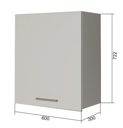 Кухонный навесной шкаф В7 60, Сатин/Белый в Надыме - изображение