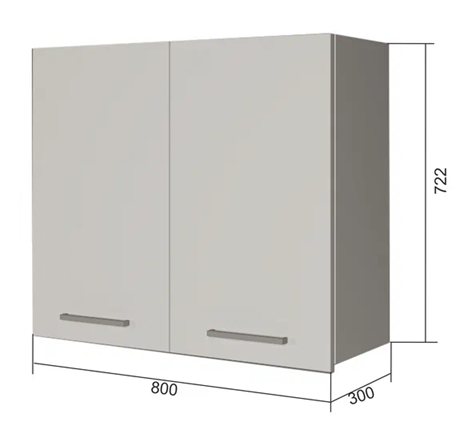 Навесной кухонный шкаф В7 80, Сатин/Белый в Салехарде - изображение
