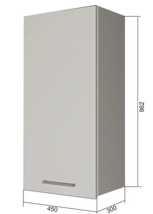Шкаф настенный В9 45, Сатин/Белый в Салехарде - изображение