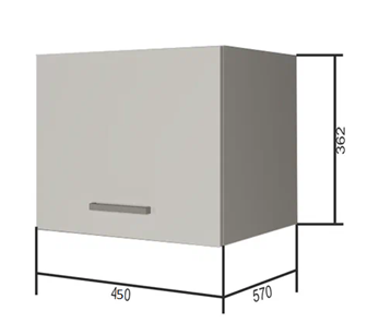 Шкаф настенный ВГ45Г, Белое гладкое Ламарти/Антрацит в Тарко-Сале