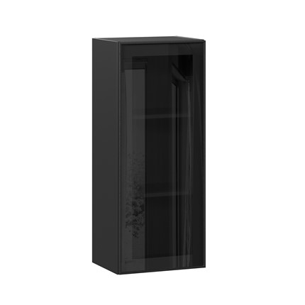 Кухонный шкаф высокий со стеклом 400 Индиго ЛД 298.420.000.068, Чёрный/Чёрный в Салехарде - изображение