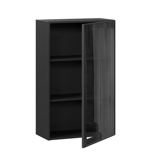 Шкаф кухонный высокий со стеклом 600 Индиго ЛД 298.450.000.170, Чёрный/Чёрный в Салехарде - изображение 1