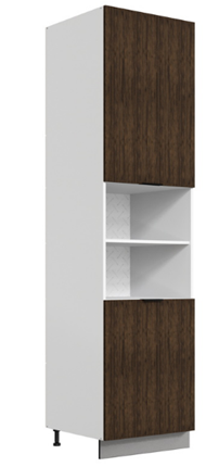 Шкаф-пенал Стоун 2 L600 H2141 (2 дв. гл.) (белый/палисандр) в Салехарде - изображение