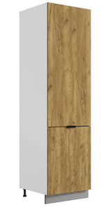 Шкаф-пенал Стоун L600 под холодильник (2 дв.гл.) (белый/акация светлая) в Салехарде