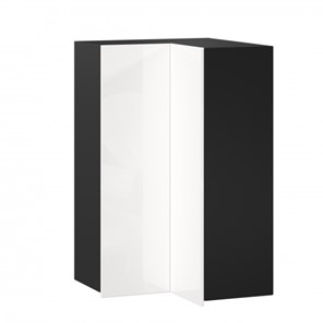 Угловой кухонный шкаф Шервуд высокий, ЛД 281.570.000.082, черный/белый глянец в Надыме