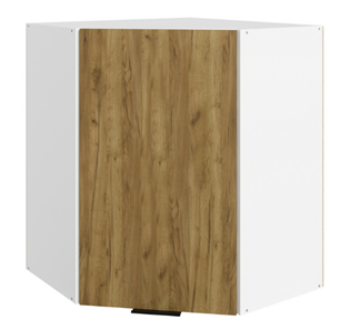 Шкаф навесной Стоун  L600x600 (1 дв. гл.) (белый/акация светлая) в Салехарде