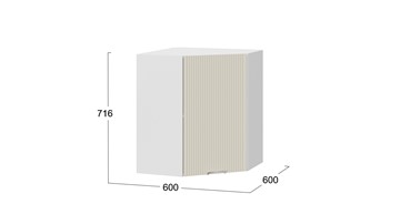 Навесной угловой шкаф Кимберли 1В6У (Белый, Крем) в Салехарде - предосмотр 2