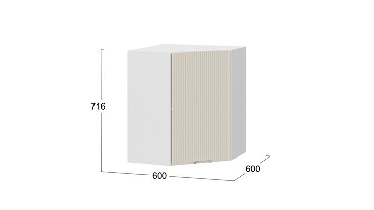 Навесной угловой шкаф Кимберли 1В6У (Белый, Крем) в Салехарде - изображение 2