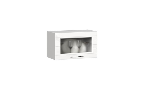 Кухонный шкаф над вытяжкой Анастасия 600 стекло 002.521.000 белый глянец в Салехарде - изображение