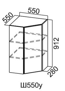 Шкаф настенный угловой, Модус, Ш550у/912, цемент светлый в Салехарде - предосмотр