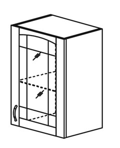 Шкаф кухонный Кантри настенный однодверный с полкой со вставкой из стекла 718*500*320мм в Надыме