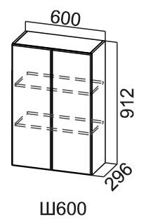 Шкаф навесной Модус, Ш600/912, фасад "галифакс табак" в Салехарде - изображение