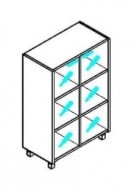 Шкаф со стеклянными дверьми Offix-NEW OMC 87.2  874x450x1329 Дуб Сонома светлый/Металлик в Надыме