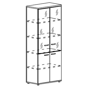 Шкаф для документов Albero, со стеклянными дверьми в рамке (задняя стенка ДСП) (78х36,4х193) в Лабытнанги