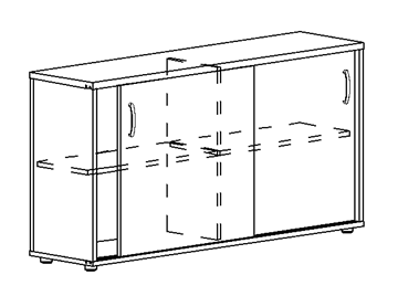 Шкаф-купе низкий Albero, для 2-х столов 60 (124,4х36,4х75,6) в Лабытнанги