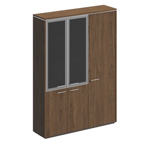 Шкаф комбинированный Orion, дуб табачный (со стеклом+для одежды узкий) (154х41х212) ВЛ 358 в Лабытнанги