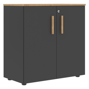 Шкаф широкий низкий с малыми дверцами FORTA Графит-Дуб Гамильтон  FLC 80.1(Z) (798х404х801) в Новом Уренгое