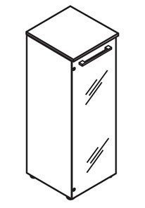 Шкаф средний  со стеклянной дверцей MORRIS Дуб Базель/Белый MMC 42 (429х423х1188) в Надыме - предосмотр 2