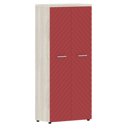 Шкаф с полками TORR LUX TLHC 85.1 с глухими дверьми и топом 854х452х1958 Сосна Эдмонт/ Красный в Салехарде - изображение