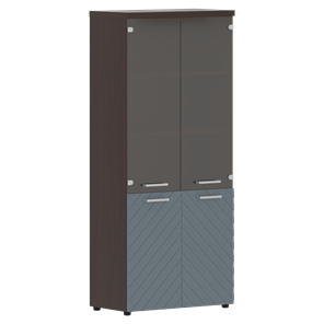Шкаф со стеклянными дверцами TORR LUX TLHC 85.2 854х452х1958 комбинированный с топом 854х452х1958 Венге Магия/ Серо-голубой в Салехарде