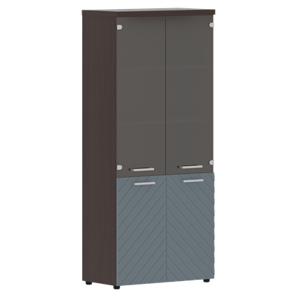 Шкаф со стеклянными дверцами TORR LUX TLHC 85.2 854х452х1958 комбинированный с топом 854х452х1958 Венге Магия/ Серо-голубой в Салехарде - изображение