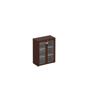 Шкаф со стеклянными дверьми средний Премьер, венге темный (96х46х121) ПР 312 в Лабытнанги