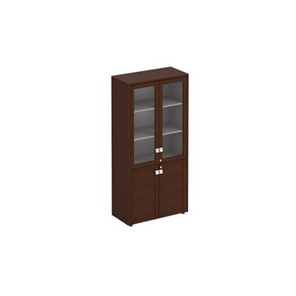 Шкаф со стеклянными дверьми высокий Премьер, венге темный (96х46х198) ПР 343 в Лабытнанги