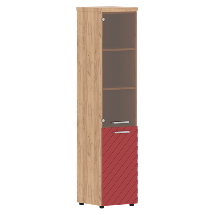 Шкаф TORR LUX TLHC 42.2 L колонка комбинированная с топом 435х452х1958 Дуб Бофорд/ Красный в Салехарде - изображение