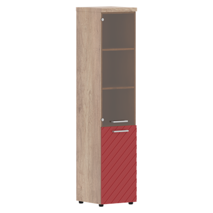 Шкаф-стеллаж TORR LUX TLHC 42.2 L колонка комбинированная с топом 435х452х1958 Дуб Каньон/ Красный в Салехарде - изображение