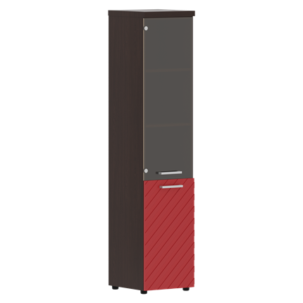 Шкаф-стеллаж TORR LUX TLHC 42.2 L колонка комбинированная с топом 435х452х1958 Венге/ Красный в Салехарде - изображение