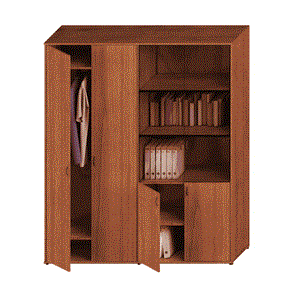 Шкаф офисный комбинированный Престиж, одежда/стекло, темный орех, 175x46x203, Исп.60 в Новом Уренгое