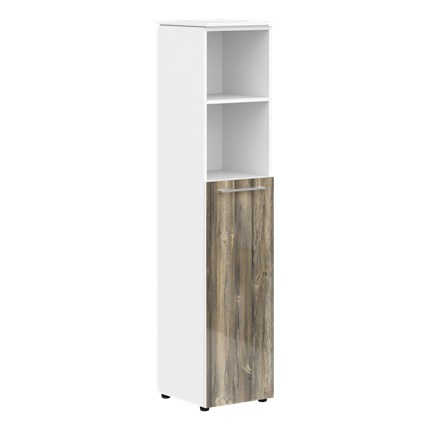 Шкаф колонка с глухой средней дверью MORRIS  Дуб Базель/белый MHC 42.6 (429х423х1956) в Салехарде - изображение