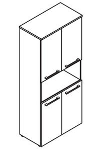 Шкаф колонка  с короткими глухими дверьми MORRIS  Дуб Базель/Венге Магия MHC 85.4 (854х423х1956) в Тарко-Сале - предосмотр 2