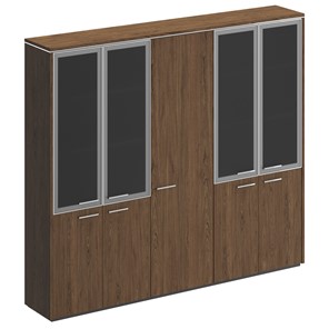 Шкаф комбинированный Velar, дуб табачный, (со стеклом+для одежды узкий+со стеклом) (243х41х212) ВЛ 361 в Салехарде