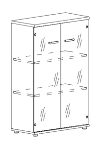 Шкаф средний Albero, со стеклом (78х36,4х119,4) в Салехарде