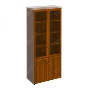 Шкаф для документов со стеклянными дверьми в рамке Мастер, темный орех (90х45х208) МТ 379 в Надыме