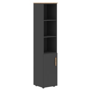 Шкаф колонна высокий с глухой малой дверью левой FORTA Графит-Дуб Гамильтон  FHC 40.5 (L) (399х404х1965) в Ноябрьске