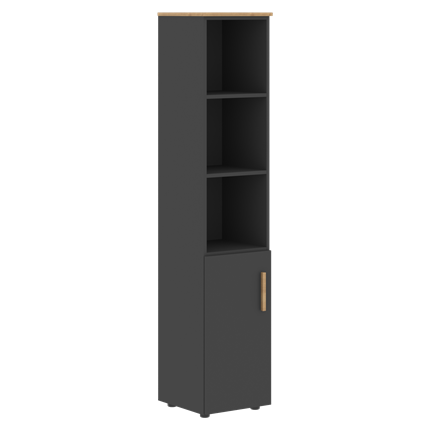 Шкаф колонна высокий с глухой малой дверью левой FORTA Графит-Дуб Гамильтон  FHC 40.5 (L) (399х404х1965) в Салехарде - изображение