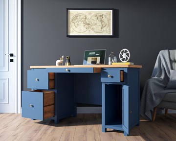 Большой рабочий стол Jules Verne JV14ETGB (Синий) в Надыме - предосмотр 2